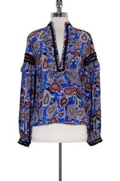 Dodo Bar Or - Blue Paisley Print Shirt Sz 4
