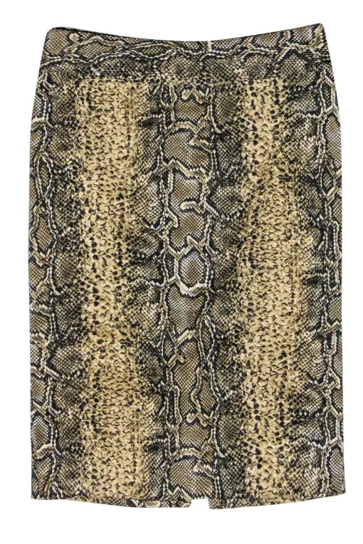 Dolce & Gabbana - Beige & Black Snake Print Skirt Sz 2