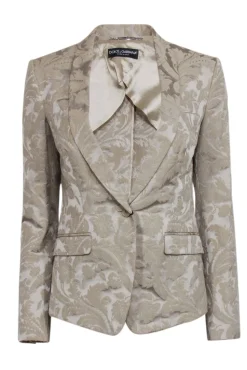 Dolce & Gabbana - Beige Brocade Single Button Blazer Sz 4