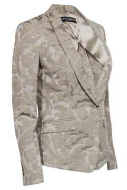 Dolce & Gabbana - Beige Brocade Single Button Blazer Sz 4
