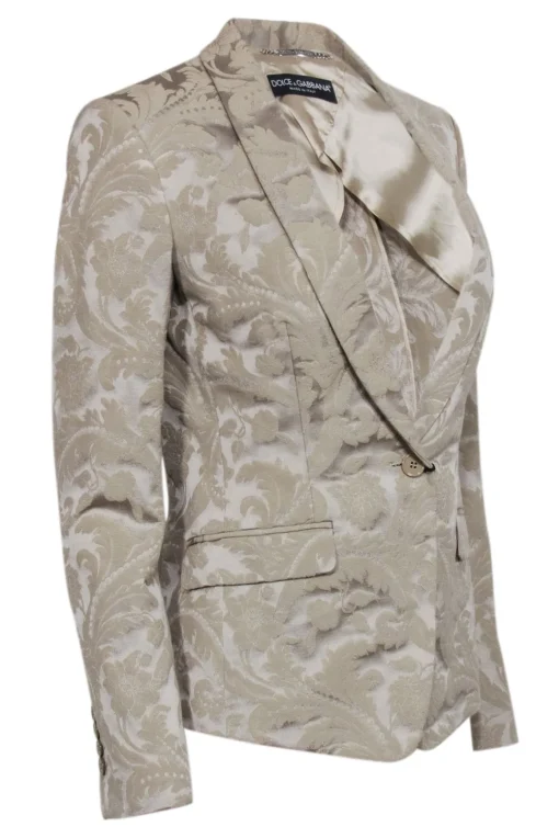 Dolce & Gabbana - Beige Brocade Single Button Blazer Sz 4