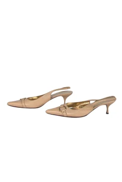 Dolce & Gabbana - Beige Leather Pointed Toe Strappy Pumps Sz 8.5