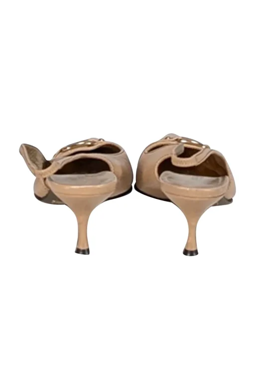Dolce & Gabbana - Beige Leather Pointed Toe Strappy Pumps Sz 8.5