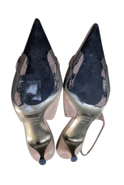 Dolce & Gabbana - Beige Leather Pointed Toe Strappy Pumps Sz 8.5