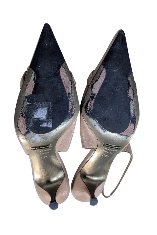 Dolce & Gabbana - Beige Leather Pointed Toe Strappy Pumps Sz 8.5