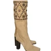 Dolce & Gabbana - Beige Suede Studded Boots Sz 8