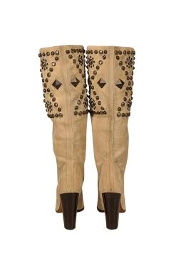 Dolce & Gabbana - Beige Suede Studded Boots Sz 8
