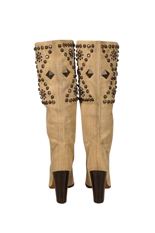 Dolce & Gabbana - Beige Suede Studded Boots Sz 8