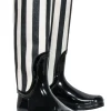Dolce & Gabbana - Black & Cream Striped Rain Boots Sz 8