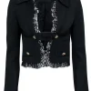 Dolce & Gabbana - Black Cropped Blazer w/ Lace Trim & Double Breasted Buttons Sz 2