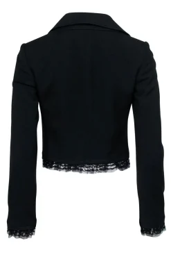 Dolce & Gabbana - Black Cropped Blazer w/ Lace Trim & Double Breasted Buttons Sz 2