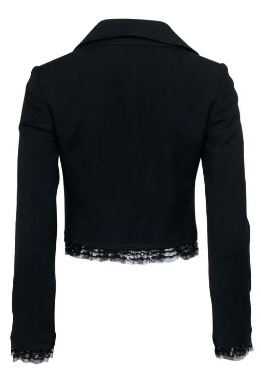Dolce & Gabbana - Black Cropped Blazer w/ Lace Trim & Double Breasted Buttons Sz 2