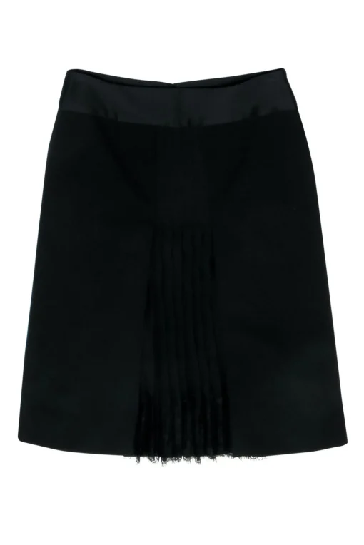 Dolce & Gabbana - Black Front Pleated Skirt w/ Lace Sz 4