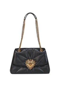 Dolce & Gabbana - Black Leather Nappa Quilted Large Devotion Shoulder Bag