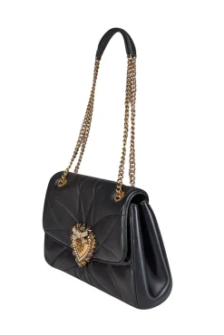 Dolce & Gabbana - Black Leather Nappa Quilted Large Devotion Shoulder Bag