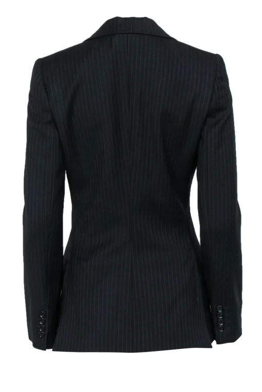 Dolce & Gabbana - Black Pinstriped Wool Fitted Blazer Sz 4