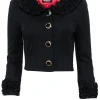 Dolce & Gabbana - Black Ruffle Trim Crop Jacket Sz 2