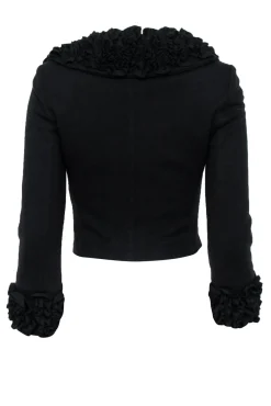 Dolce & Gabbana - Black Ruffle Trim Crop Jacket Sz 2