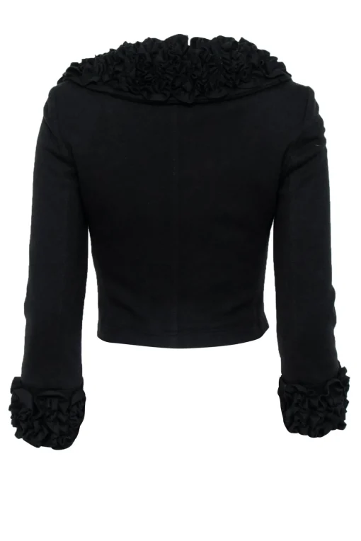 Dolce & Gabbana - Black Ruffle Trim Crop Jacket Sz 2