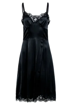 Dolce & Gabbana - Black Silk Blend Lace Trim Slip Dress Sz 6