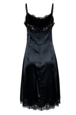 Dolce & Gabbana - Black Silk Blend Lace Trim Slip Dress Sz 6