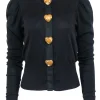 Dolce & Gabbana - Black Wool Blend Cardigan w/ Heart Buttons Sz 2