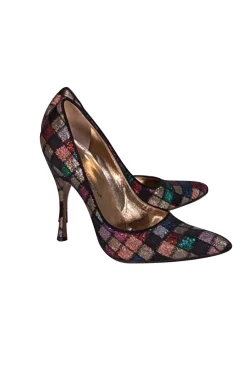 Dolce & Gabbana - Gold, Black, & Multi Color Print Pumps Sz 8.5