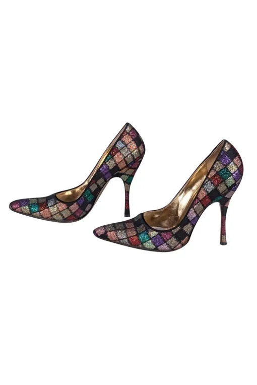 Dolce & Gabbana - Gold, Black, & Multi Color Print Pumps Sz 8.5