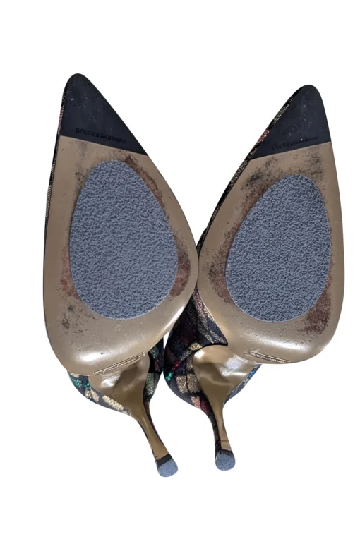 Dolce & Gabbana - Gold, Black, & Multi Color Print Pumps Sz 8.5