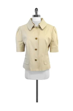 Dolce & Gabbana - Khaki Cotton Blend Short Sleeve Jacket Sz L