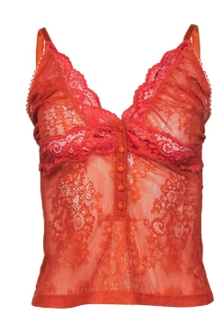 Dolce & Gabbana - Orange Floral Lace Sheer Camisole Sz S