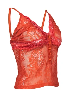 Dolce & Gabbana - Orange Floral Lace Sheer Camisole Sz S