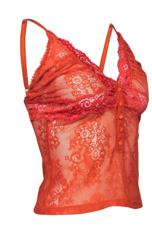 Dolce & Gabbana - Orange Floral Lace Sheer Camisole Sz S