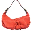 Dolce & Gabbana - Orange Textured Leather Shoulder Bag w/ Reptile Embossed Trim