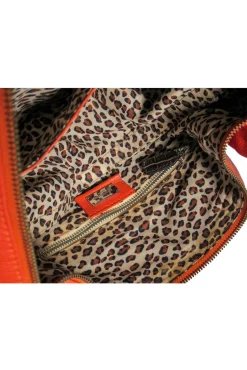 Dolce & Gabbana - Orange Textured Leather Shoulder Bag w/ Reptile Embossed Trim