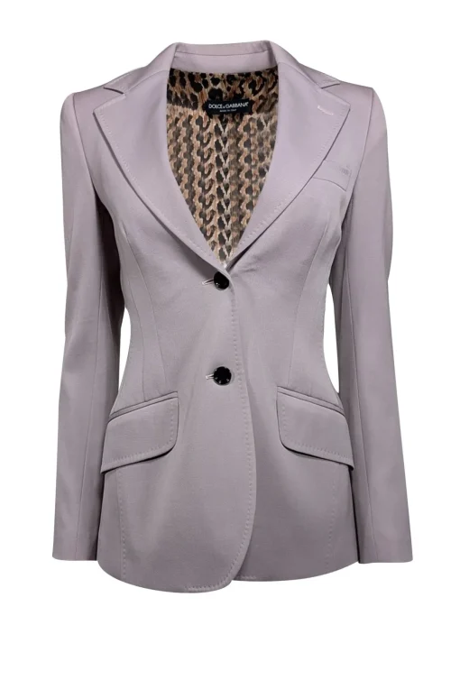 Dolce & Gabbana - Pewter Two Button Blazer w/ Leopard Print Lining Sz 4