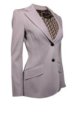 Dolce & Gabbana - Pewter Two Button Blazer w/ Leopard Print Lining Sz 4