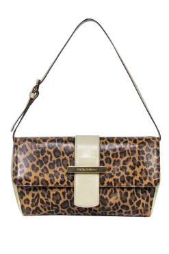 Dolce & Gabbana - Tan Leopard Print Baguette w/ Beige Leather Trims
