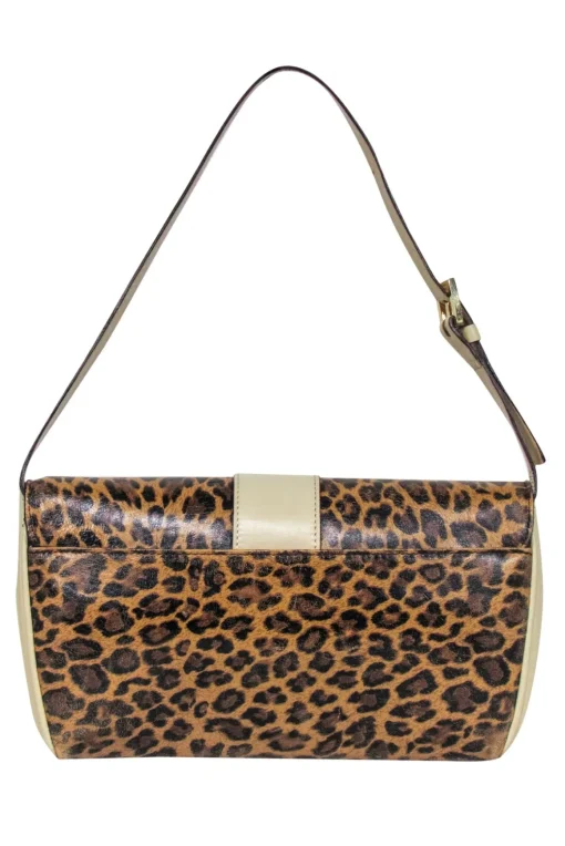 Dolce & Gabbana - Tan Leopard Print Baguette w/ Beige Leather Trims