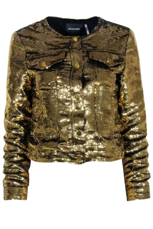 Dolce Cabo - Gold Sequin Button Jacket Sz S