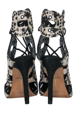 Dolce Vita - Black & Cream Crackled Cutout Lace-Up Stilettos Sz 6