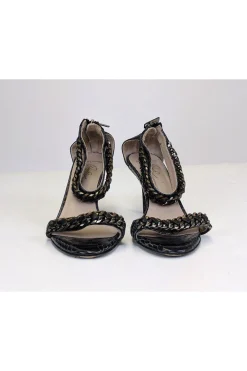 Donald J Pliner - Gun Metal Pumps w/ Bronze Chain Detail Sz 6