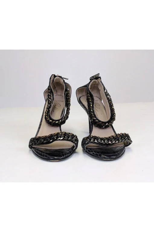 Donald J Pliner - Gun Metal Pumps w/ Bronze Chain Detail Sz 6