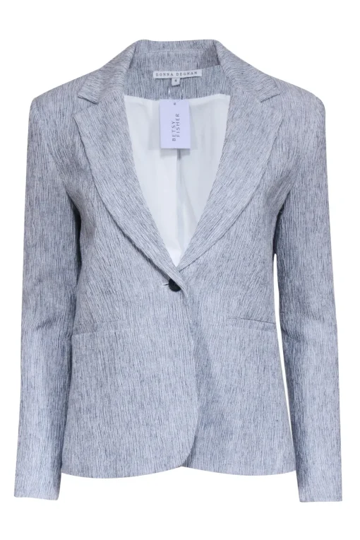 Donna Degnan - Blue & White Mix Textured Single Button Blazer Sz 4