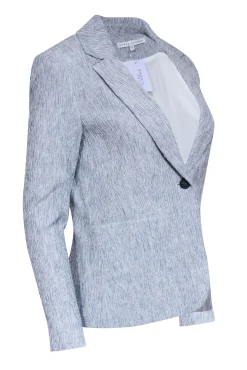 Donna Degnan - Blue & White Mix Textured Single Button Blazer Sz 4