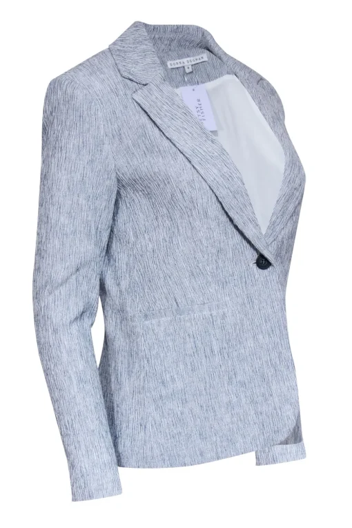 Donna Degnan - Blue & White Mix Textured Single Button Blazer Sz 4
