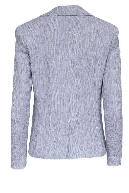 Donna Degnan - Blue & White Mix Textured Single Button Blazer Sz 4