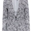 Donna Karan - Black Stripe Blazer w/ White Eyelet Embroidery Sz 6