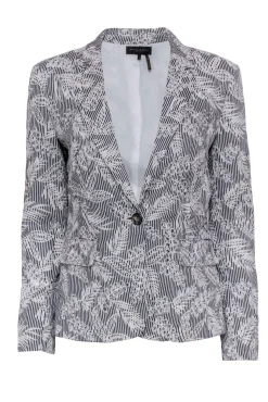 Donna Karan - Black Stripe Blazer w/ White Eyelet Embroidery Sz 6