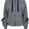 Donna Karan - Charcoal Zip-Up Hoodie w/ Wide Tied Sleeves Sz S